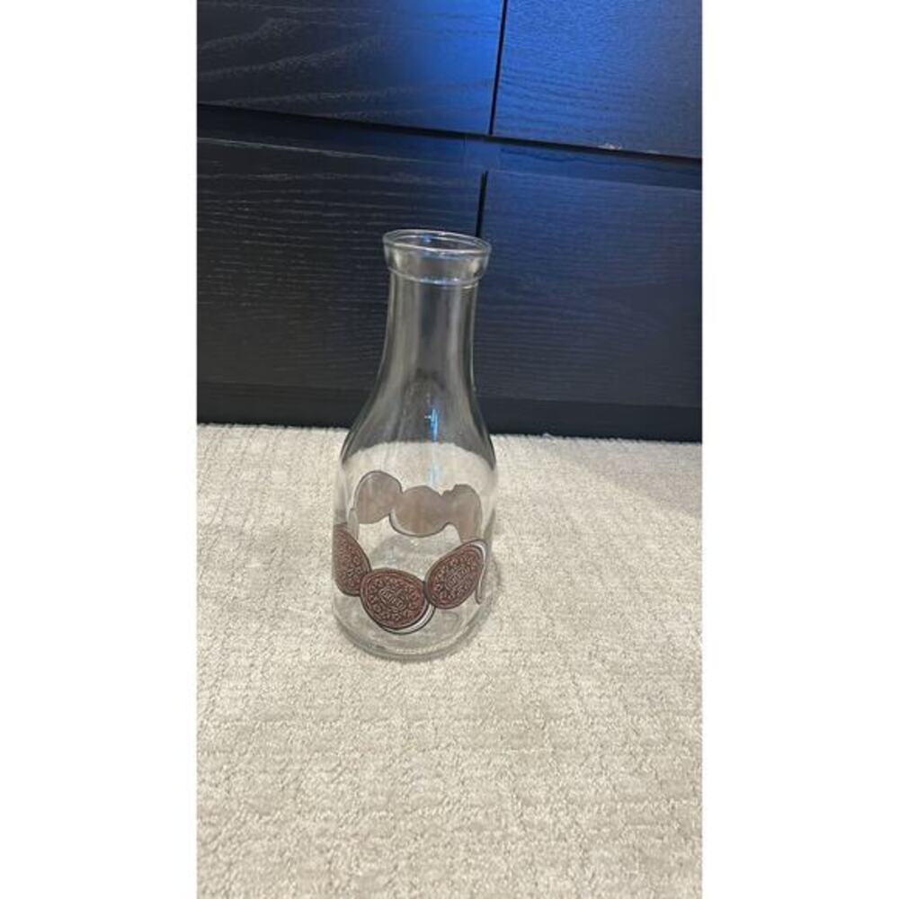 Vintage Nabisco Oreo Glass Milk Jug One‎ Quart Carafe Glassware Cookies Milk